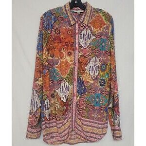 Appleseeds Size 12 Gathered Front Seam Button Up‎ Shirt Artsy, Whimsical